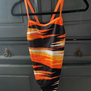Speedo Endurance+ Black and Orange Swimwear